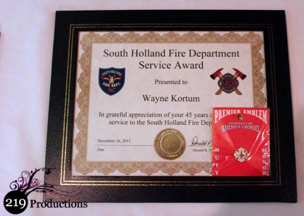South Holland Fire Department Award at Glenwood Oaks