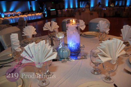 Uplighting Chateau Banquets Centerpiece