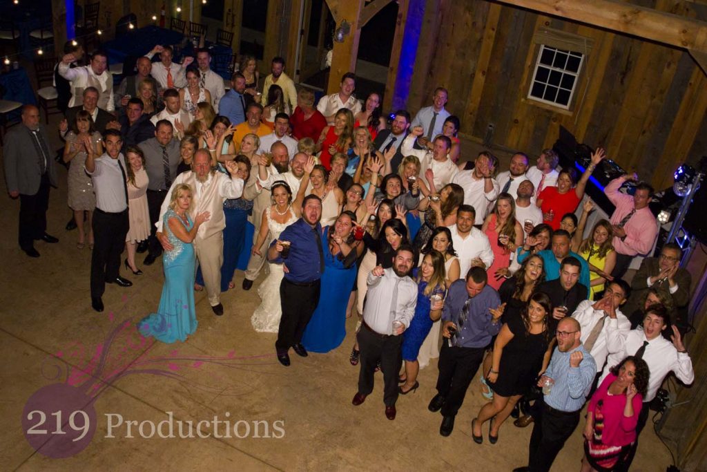 Uplighting County Line Orchard Wedding Group Photo